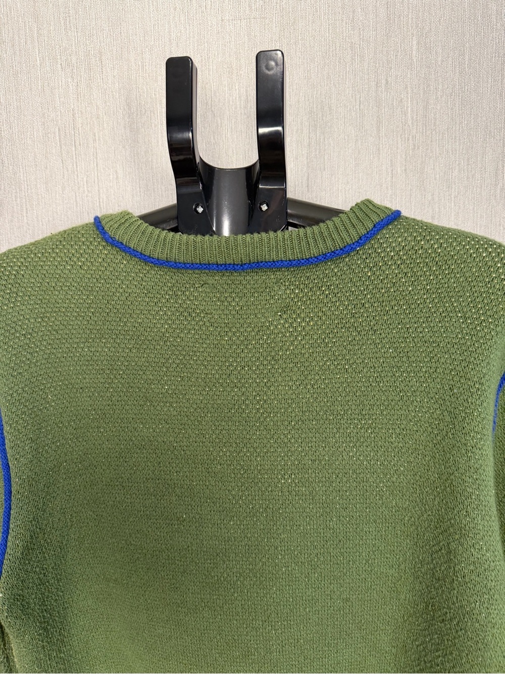 Lucky Brand Olive Scenic Big Foot Crewneck Sweater with Blue Trim Size Medium - Picture 12 of 16